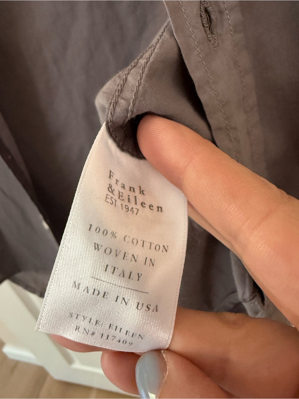 Frank & Eileen Gray Button Down Cotton Shirt “Eileen” style XXS - Picture 6 of 7